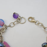 Chunky Sterling Silver Glass Set Charm Bracelet Vintage c1990s