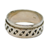 Sterling Silver Celtic Style Patterned Spinning Band Ring Vintage c1970 Size U