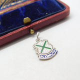Sterling Silver and Coloured Enamel Travel Shield 'Plymouth' Charm Vintage c1970