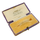 Victorian Boxed Small 22ct Gold & Ruby Fox Mask Stick Pin Antique c1880s