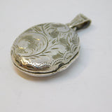Sterling Silver Patterned Locket Charm Pendant Vintage c1970
