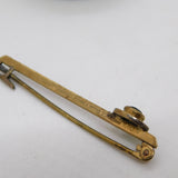 9ct Gold Fronted on Gilt Metal Green Paste Set Bar Brooch Antique c1920
