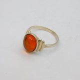Sterling Silver Baltic Amber Oval Studio Band Ring Vintage c1990 Size L