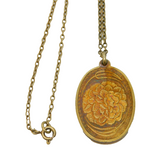 Sterling Silver Gilt Floral Pattern Pendant Necklace Vintage London 1980