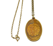 Sterling Silver Gilt Floral Pattern Pendant Necklace Vintage London 1980