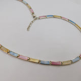 Sterling Silver Colourful Dyed Natural Shell Panel Necklace Vintage c1990's