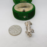 Sterling Silver Cartoon Figure with Ladder Charm Pendant Vintage c1970
