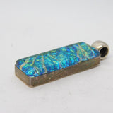 Sterling Silver Large Dichroic Glass Drop Pendant Vintage c1980s