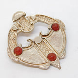 Ortak Sterling Silver Carnelian Agate Celtic Knot Brooch Vintage 1987 Edinburgh