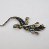 Sterling Silver & Marcasite Set Lizard Brooch Pin Antique c1930s