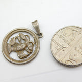 Sterling Silver Little Lobster Medallion Charm Pendant Vintage c1970