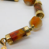 Victorian Scottish 9ct Gold & Colourful Agate Set Charm Bracelet Antique c1860s