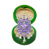 Silver Plated Purple and White Crystal Statement Ring Vintage c1990 Size P 1/2