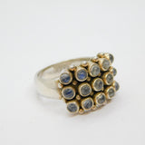 Sterling Silver 15 Rainbow Moonstone Chunky Statement Ring Modern c2000 Size U