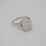 Sterling Silver Crackle Quartz Solitaire Dress Ring Modern c2000 Size P 1/2