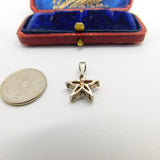 Sterling Silver Diamond Paste Flower Charm Pendant Vintage c1970