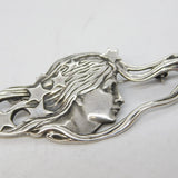 Art Nouveau Style Sterling Silver Fairy Brooch Pin Vintage c1970