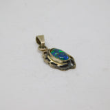 Sterling Silver Cabochon Opal Oval Drop Charm Pendant Vintage c1970