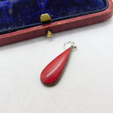 Sterling Silver Red Carnelian Drop Charm Pendant Vintage c1970