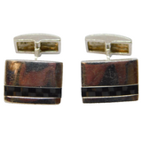 Pair Of Sterling Silver Resin Chequerboard Pattern Cufflinks Vintage c1990