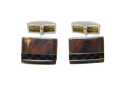 Pair Of Sterling Silver Resin Chequerboard Pattern Cufflinks Vintage c1990