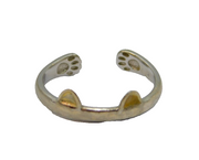 Sterling Silver Cat Inspired Open Back Studio Ring Vintage c1970 Size M 1/2