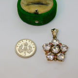 Sterling Silver Gilt Clear & Pink Crystal Set Flower Charm Pendant Vintage c1970