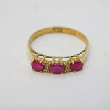 9ct Yellow Gold, Ruby & Diamond Set Dress Ring Vintage c1970s