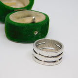 Sterling Silver Wide Triple Band Open Ring Vintage c1970 Size O