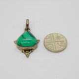 Sterling Silver Malachite Peardrop Studio Pendant Contemporary c1990s