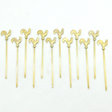 Set of Twelve Sterling Silver Gilt Cockerel Chicken Cocktail Sticks Antique Deco