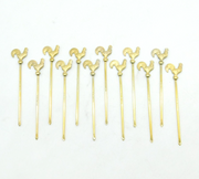 Set of Twelve Sterling Silver Gilt Cockerel Chicken Cocktail Sticks Antique Deco