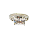 Sterling Silver Emerald Cut Spinel Cocktail Dress Ring Modern c2000 Size N 1/2