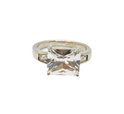 Sterling Silver Emerald Cut Spinel Cocktail Dress Ring Modern c2000 Size N 1/2