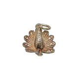 Sterling Silver Textured Peacock Charm Pendant Vintage c1970s