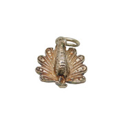 Sterling Silver Textured Peacock Charm Pendant Vintage c1970s