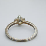 Sterling Silver Solitaire Style Ring With Diamond Paste Vintage c1970 Size N