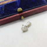 Sterling Silver Diamond Paste Drop Charm Pendant Vintage c1970