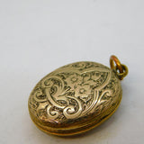 Victorian Rolled Gold Floral Pattern Sweetheart Locket Pendant Antique