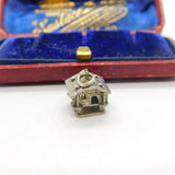 Sterling Silver Ski Chalet Charm Pendant Vintage c1970