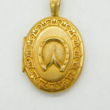 Victorian Rolled Gold Horseshoe Form Mourning Locket Antique c1880s