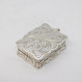Victorian Sterling Silver Floral Pattern Vinaigrette Antique 1868 Birmingham