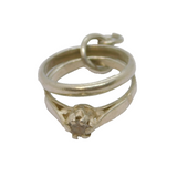Sterling Silver Engagement Solitaire & Wedding Band Charm Pendant Vintage c1970