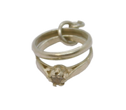 Sterling Silver Engagement Solitaire & Wedding Band Charm Pendant Vintage c1970