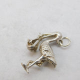 Sterling Silver Stork & Baby Charm Pendant Vintage c1970s