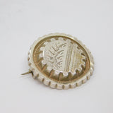Sterling Silver Art Deco Fern Pattern Round Sweetheart Brooch Antique c1920