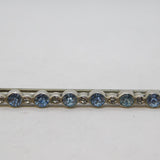Art Deco Sterling Silver White-Blue Paste Set Bar Brooch Antique c1930s