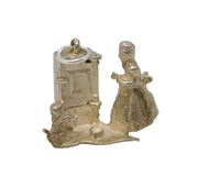 Sterling Silver Dog Begging for Food Opening Charm Pendant Vintage c1970
