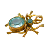 Edwardian Rolled Gold & Blue Paste Set Spider Pendant Antique c1910