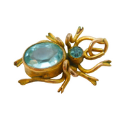 Edwardian Rolled Gold & Blue Paste Set Spider Pendant Antique c1910